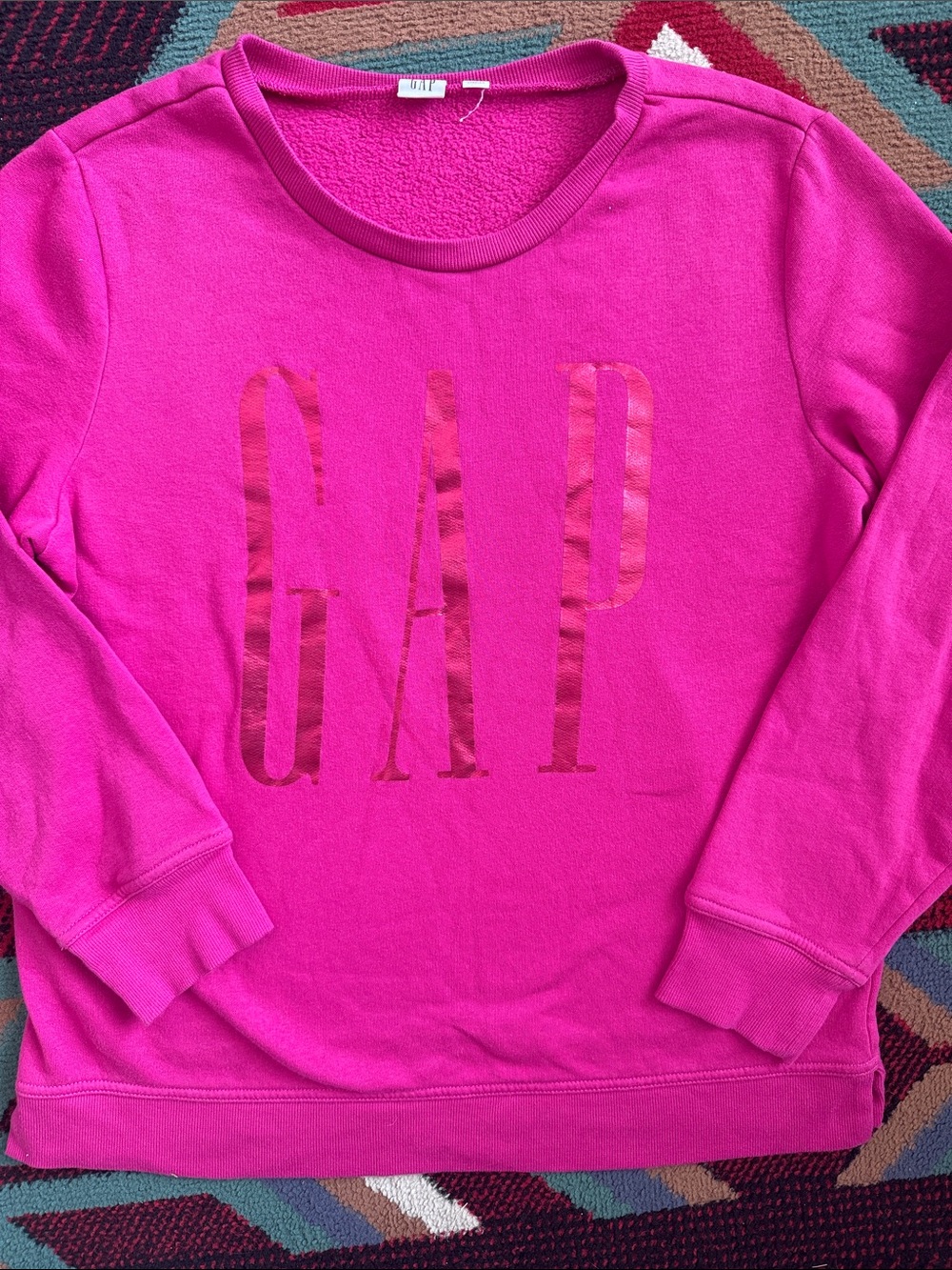 GAP Bright Pink Crewneck Sweatshirt with Shiny Logo
